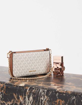 Michael Kors Bryant - Borsetta a tracolla color crema con monogramma-Bianco