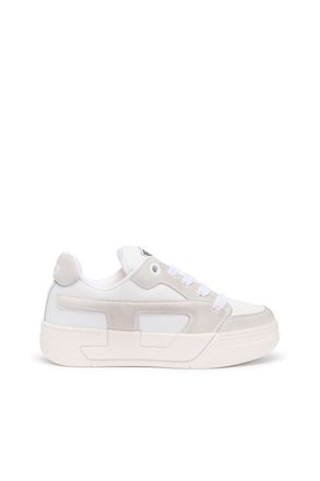 Diesel D-Ollie-Distressed sneakers in leather and suede - Sneakers - Woman - White