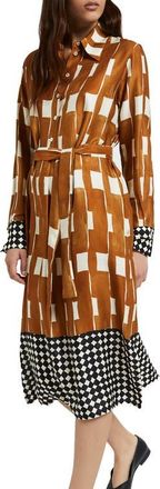 ottod'Ame Viscose Midi Shirt Dress in Brown at Nordstrom, Size 46