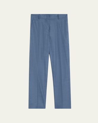 Akris Flavin Cotton Poplin Tapered-Leg Ankle Pants