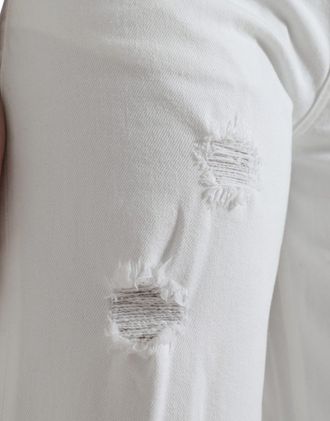 Dolce & Gabbana Womens Wide Leg White Cotton Cropped Denim Jeans Elastane Clothing