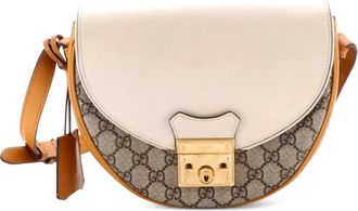 Gucci Padlock Saddle Shoulder Bag GG Coated Canvas and Leather Small crossbody bag - Bruin