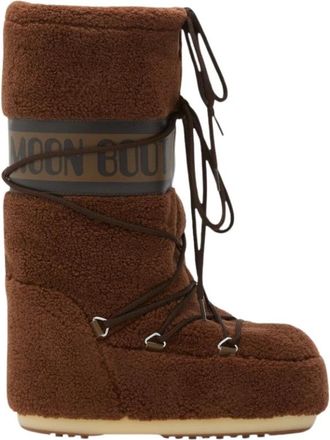 Moon Boot Icon Fleece Boot - Dames - Winterlaarzen - Bruin - 35 EU - Leer - Schoenen
