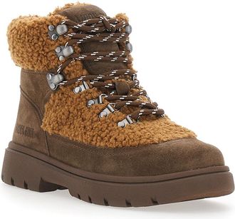 Moon Boot Womens Combat Boots Fleece Brown