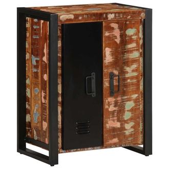 Berkfield Home Sideboard Multicolour 55x35x70 cm Solid Wood Reclaimed in Black | Size: 55 x 35 x 70 cm
