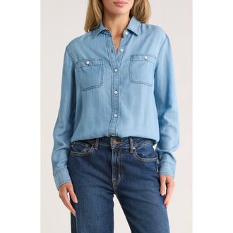 Tailor Vintage Loose Fit Denim Button-Up Shirt in Light Wash at Nordstrom Rack, Size X-Small