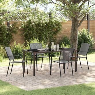 Berkfield Home 5 Piece Garden Dining Set Anthracite Steel