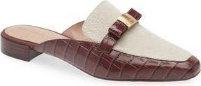 Cole Haan Pasha Bow Mule in Mahogany Croc Print /Canvas at Nordstrom Rack, Size 10.5