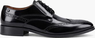 base Mens Base London STEEPLE Mens Derby Brogue Shoes Hi-Shine Black - Size: 11