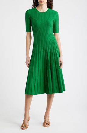 Elie Tahari The Wanda Fit & Flare Sweater Dress in Green Lark at Nordstrom, Size X-Large