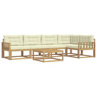vidaXL Conjunto De Sof&aacute;s De Exterior 6 Pcs Blanco Y Crema Vidaxl
