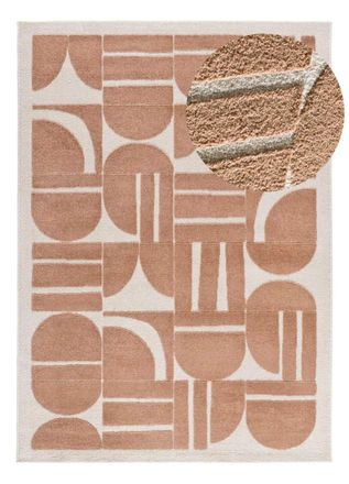 Atticgo Alfombra con relieve geom&eacute;trica caldera/crema 200x290 cm