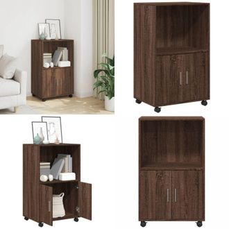 vidaXL Mobiletto con Ruote Rovere Marrone 55x40x91 cm in Truciolato - Mobiletto con ruote - Armadietto in truciolato