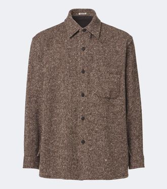 Auralee Giacca camicia in tweed di lana
