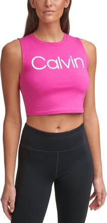 Calvin Klein Performance Cropped Logo Top In Berry