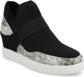 Journee Collection Damari Stretch Wedge Sneaker in Snake at Nordstrom Rack, Size 6.5