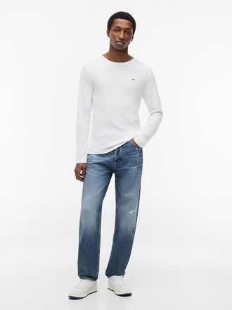 Tommy Hilfiger Mens Tommy Jeans Distressed Straight Jean - Medium Wash Denim - 32W x 32L