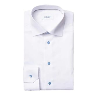 Eton Overhemden, Heren, Wit, 3Xl, Katoen, Wit Slim Fit Zakelijk Overhemd