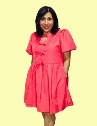 Entro Ribbon & Grace Dress In Coral