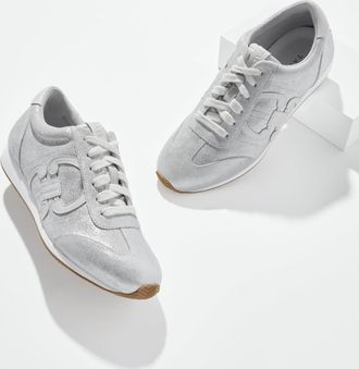 Talbots Alex Status Metallic Suede Sneakers - Silver - 10 1/2 M Talbots