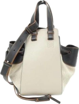 Loewe Pre-owned Hammock Drawstring Small Calf Shoulder Bag - Dames - Vintage Handtas - Beige - ONE Size - Leer - Vintage