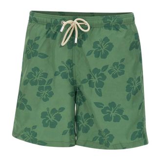 MC2 Saint Barth Beachwear, male, Green, Size: XL Lighting Tiki Hibiscus Swim Shorts