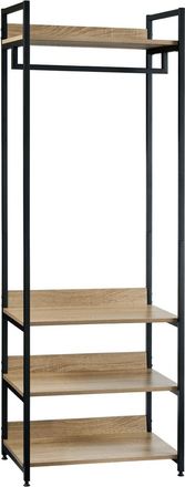 Woltu Perchero De Ropa Armario Perchero Burro Zapatero Con 3 Estante Multiusos Fuerte Metal Y Madera Perchero De Estilo Industrial B - Woltu