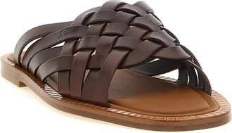 Miu Miu Woven Waxed Leather Sandals - Brown