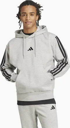 adidas Mens Mens Fleece 3 Stripes Hoodie - Grey - Size: 44