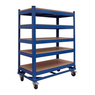 Relaxdays Relaxdays Carro De 5 Niveles, Ruedas Y Freno, Hasta 750 Kg, 110 X 90 X 45 Cm, Carro De Taller M&oacute;vil, Acero, Azul