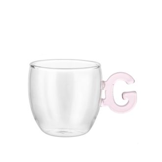 KASANOVA Tazzina caff&egrave; lettera G rosa in vetro borosilicato, 150 ml