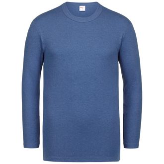 Isa Rundhalsshirt ISA BODYWEAR Shirt langarm 1632, Herren, Gr. S, blau (3630 jeans tinged), Feinripp, Obermaterial: 100% Baumwolle, unifarben, Rundhals, S