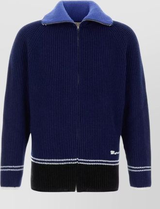 Marni wool blend cardigan contrast collar hem