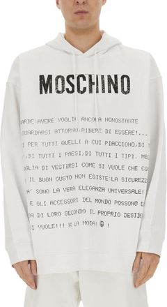 Moschino White Graphic Relaxed Hoodies