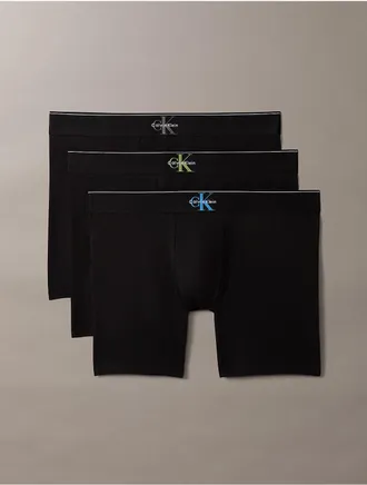 Calvin Klein Mens Graphic Monogram Cotton Stretch 3-Pack Boxer Brief - Black - XL