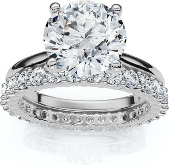Pompeii3 Certified 2.77Ct Solitaire Diamond Ring & Eternity Band 14k Gold or Pt Lab Grown