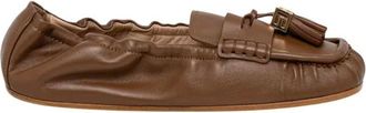 Elisabetta Franchi Nappa Leren Loafers - Dames - Loafers - Bruin - 36 EU - Leer - Schoenen