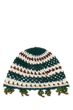 Alanui SUNNY Embroidered Crochet Beanie - Green