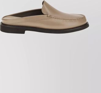 Brunello Cucinelli leather slip-on sandals round toe