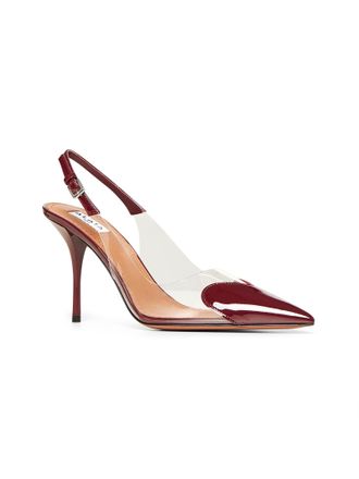 Alaia Womens Slingback Pumps Le Coeur Burgundy Lambskin High Heel Shoes