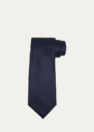 Tom Ford Mens Tonal Crosshatch Silk Tie