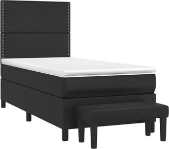 vidaXL Vidaxl - Cama Box Spring Con Colch&oacute;n Cuero Sint&eacute;tico Negro 90x190 Cm