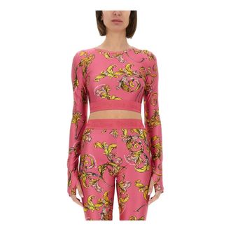 Versace Jeans Couture Long Sleeve Tops, female, Multicolor, Size: 2XS Crop Top