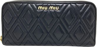 Miu Miu Black Leather Long Wallet (Bi-Fold) (Pre-Owned)