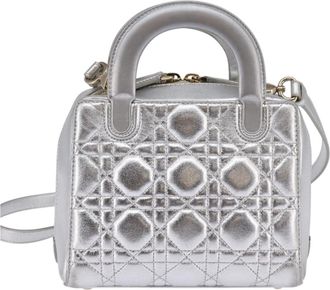 Dior Lady Cannage Matelass&eacute; Silver Leather Bag (Pre-Owned)