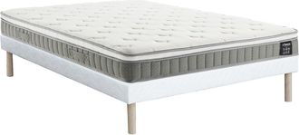 Vente-Unique Conjunto 140 x 190 cm somier tapizado + colch&oacute;n muelles ensacados y memoria de forma 21 de densidad &eacute;p.21cm - VITOGO de YSM&Eacute;E