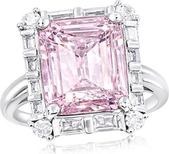 Suzy Levian Brown & White Cubic Zirconia Engagement Ring in Pink at Nordstrom Rack, Size 7.5