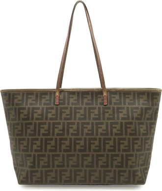 Fendi Dark Brown Khaki Brown Canvas Shoulder Bag Tote Bag (Pre-Owned)