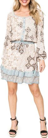 Gibsonlook Mixed Print Long Sleeve Dress in Taupe Seafoam Combo at Nordstrom, Size Xx-Large