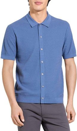 Theory Cairn in Cotton Short Sleeve Shirt in Bering at Nordstrom, Size Xx-Large